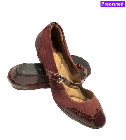 Comfortiva Women’s •Amherst• Mary-Jane Wedge 10M Bordeaux Leather Womens