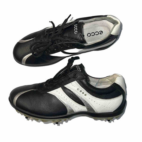 Women’s Ecco   Hydromax  Leather Spiked Golf Shoe 38 Black/White/Silver