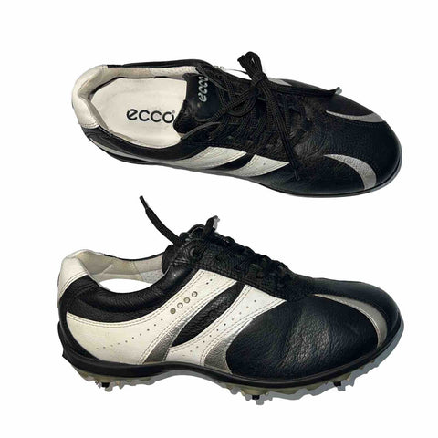 Women’s Ecco   Hydromax  Leather Spiked Golf Shoe 37 Black/White/Silver