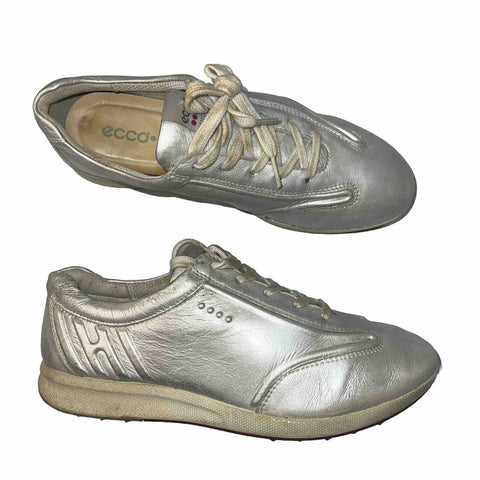 Women’s Ecco Street Hydromax  Leather Spikeless Golf Shoe 38 Metallic Silver