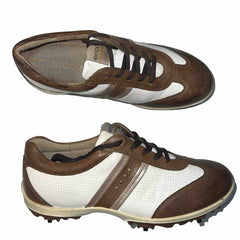 Women’s Ecco   Hydromax  Leather Spiked Golf Shoe 38 White/Brown/Metallic