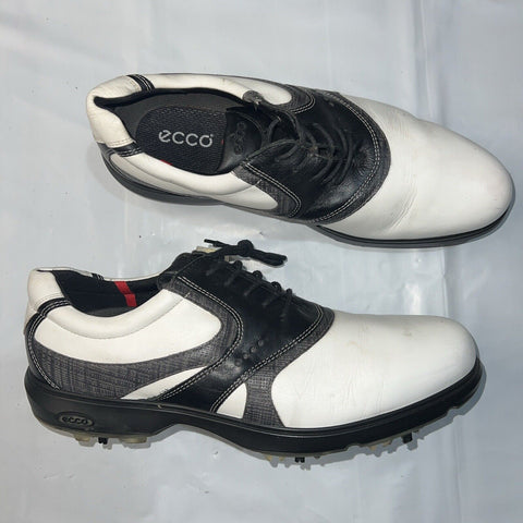 Men’s Ecco White/Black/Gray Leather Spiked Golf Shoe 44