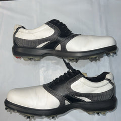 Men’s Ecco White/Black/Gray Leather Spiked Golf Shoe 44