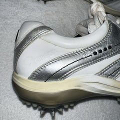 Women’s Ecco  Gortex Leather Spiked Golf Shoe  38  White/silver