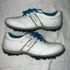 Women’s Ecco  Hydromax Leather Spiked Golf Shoe 41 White/Blue