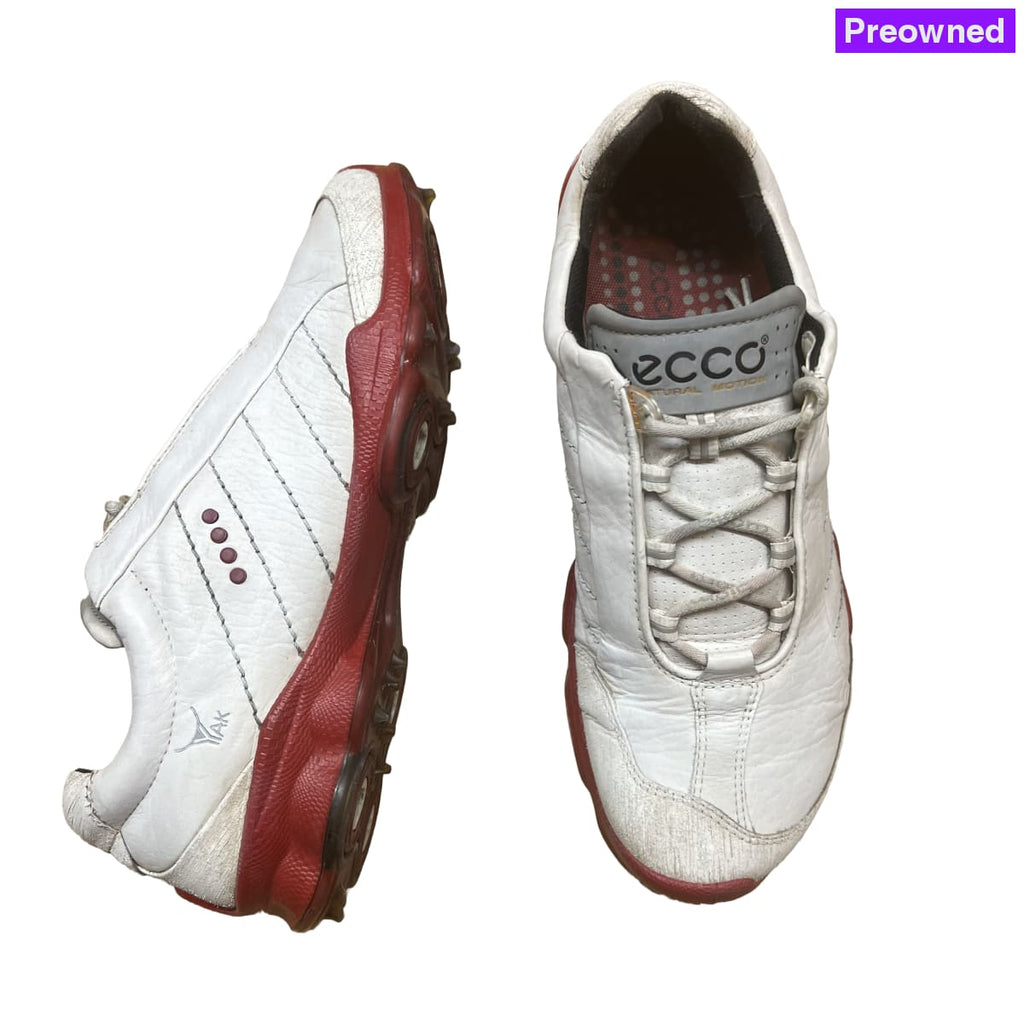 Mens Ecco Biom Golf Shoe White/Red Gortex Yak Leather Size 40
