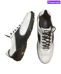 Mens Ecco Hydomax Cleated Golf Shoe White/Black Leather Size 45