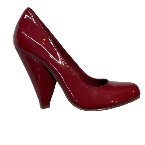 KENSIE GIRL Women's Sila2 Cone-Heel  Pump - Rich Red Patent -