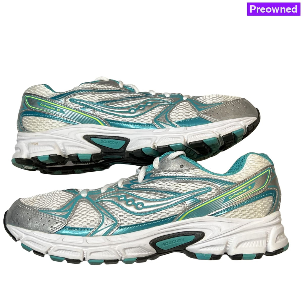 Womens Saucony Grid Cohesion 6 -- White/Teal/Citron Running Shoe Size 9 Athletic