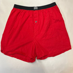 Mens Fruit Of The Loom Cotton Knit Boxer Shorts Medium - 1 Pair / Red/Black Preowned Washed And