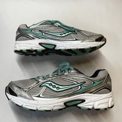 Saucony Womens Grid Cohesion 7 -Silver/Navy/Green- Running Shoe Size 12M Preowned Athletic