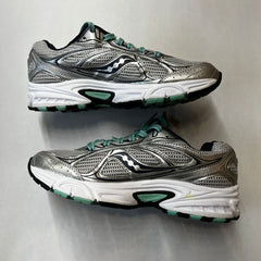 Saucony Womens Grid Cohesion 7 -Silver/Navy/Green- Running Shoe Size 6.5M Preowned Athletic