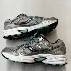 Saucony Womens Grid Cohesion 7 -Silver/Navy/Green- Running Shoe Size 7.5M Preowned Athletic