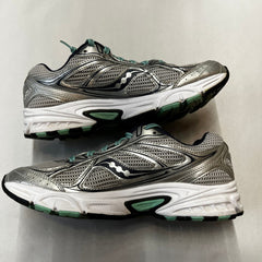 Saucony Womens Grid Cohesion 7 -Silver/Navy/Green- Running Shoe Size 8M Preowned Athletic