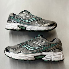 Saucony Womens Grid Cohesion 7 -Silver/Navy/Green- Running Shoe Size 8.5M Preowned Athletic