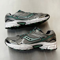 Saucony Womens Grid Cohesion 7 -Silver/Navy/Green- Running Shoe Size 9M Preowned Athletic
