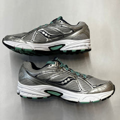 Saucony Womens Grid Cohesion 7 -Silver/Navy/Green- Running Shoe Size 9M Preowned Athletic