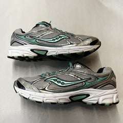 Saucony Womens Grid Cohesion 7 -Silver/Navy/Green- Running Shoe Size 11M Preowned Athletic