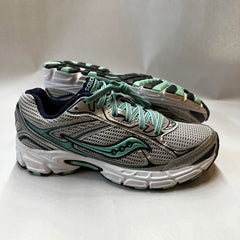 Saucony Womens Grid Cohesion 7 -Silver/Navy/Green- Running Shoe Size 7M Preowned Athletic