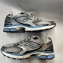 Womens Saucony Progrid Hurricane 11 White/Silver/Blue Running Shoe Preowned Athletic