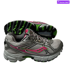 Womens Grid Cohesion Tr7 Trail Running Grey/Green/Fuchsia Size 7M -Preowned Athletic