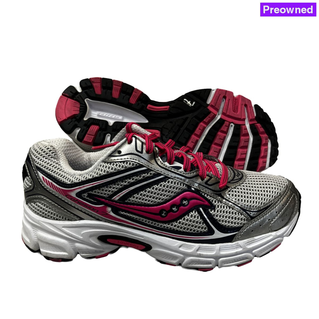 Womens Saucony Cohesion 7 Running Shoe Silver/Pink Wide - Preowned Athletic