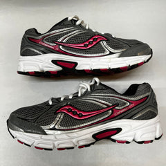 Womens Saucony Cohesion 7 Running Shoe Grey/Silver/Pink Size 8 Wide - Preowned Athletic