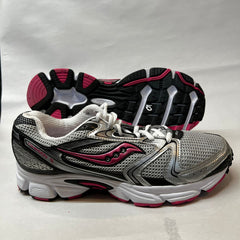 Saucony Cohesion 5 Running Shoe Silver/Black/Pink 10 Wide - Preowned Athletic