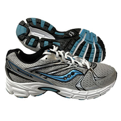 Saucony Womens Grid Cohesion 6 -Silver/ Lt. Blue- Running Shoe -Preowned 9.5M / Silver/ Blue-1 Nylon