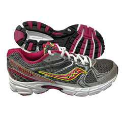 Saucony Womens Grid Cohesion 6 -Gray/Pink/Citron- Running Shoe -Preowned 10M / Gray/Pink/Citron-3