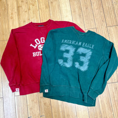 2-Vintage  Adult •American Eagle• Crew Sweat Shirts • 1 X-Small / 1 Small