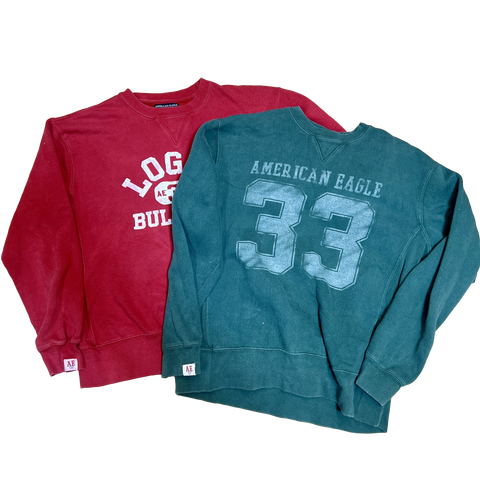 2-Vintage  Adult •American Eagle• Crew Sweat Shirts • 1 X-Small / 1 Small