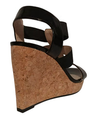 ADRIENNE VITTADINI Women's  •Chari• Cork Wedge Sandal 9.5M Black