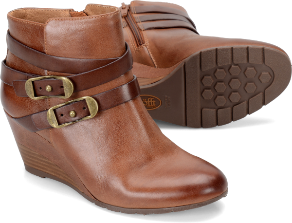 SOFFT Women's Oakes •Whiskey Brown Leather•  Strappy Ankle Boots - ShooDog.com