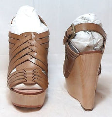 ASH ITALIA Women's Oman Leather Wedge Sandal - Clay - 36M - NIB - MSRP $335 - ShooDog.com