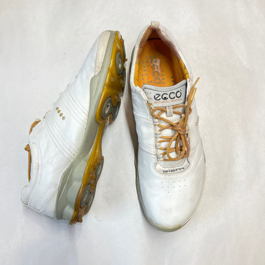 Men's Ecco Biom Golf Shoe • White Hydromax Yak Leather • Size 45 ShooDog.com