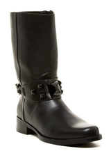 ELLEN TRACY Women's Buckley •Black Leather• Mid-calf Boot - ShooDog.com