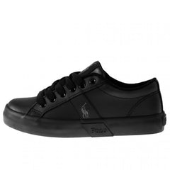 POLO RALPH LAUREN  •Giles• Black Leather Sneaker - Fits Women or Youth - ShooDog.com