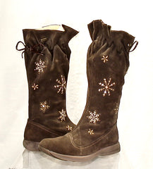 Girl's Primigi  Snowflake Tall Boot  - Brown Suede - 32EU
