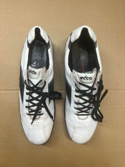 Mens Ecco Hydomax Cleated Golf Shoe White/Black Leather Size 45