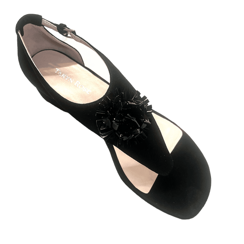 TARYN ROSE Women's •Kandi• Flower Thong Sandal - Black Suede