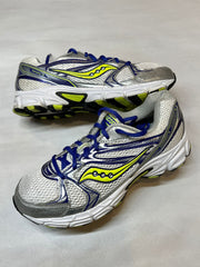 Womens Saucony Grid Cohesion 6 -- Silver/Blue/Citron Running Shoe Wide Width Athletic