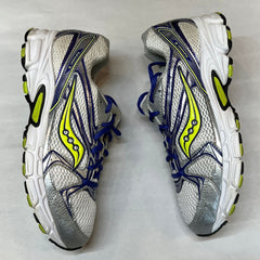 Womens Saucony Grid Cohesion 6 -- Silver/Blue/Citron Running Shoe Wide Width Athletic
