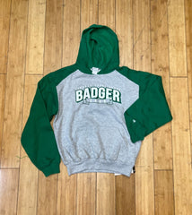 Youth •Badger Sport•  Athletic Fleece Sport Hood Gray/Grn Medium