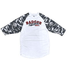 Men's Badger Sport •Vintage Camo Tri-Blend•  Baseball Tee Large