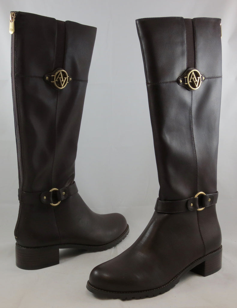 ADRIENNE VITTADINI Women's Tripp Boot - Dark Brown Smooth Leather - MSRP $179 - ShooDog.com