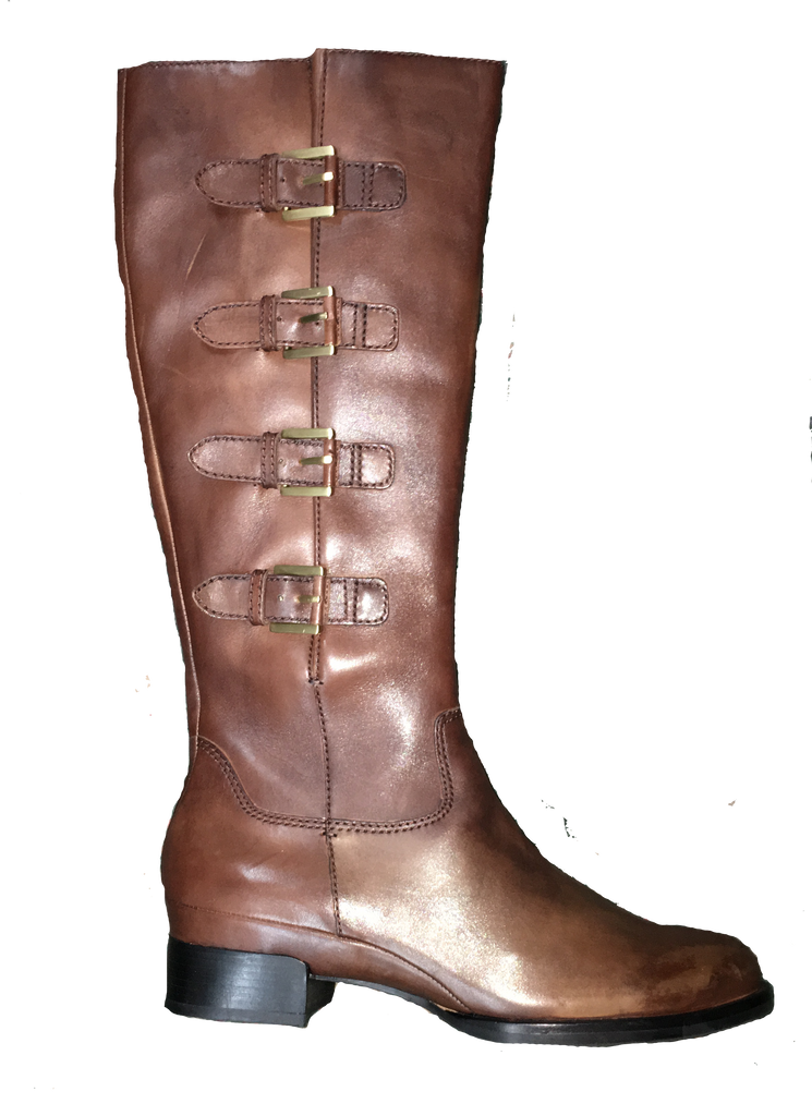 ECCO Women's "Sullivan" Tall Buckle Boot -Black Leather- - ShooDog.com