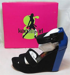 KENSIE GIRL Women's Galia Wedge - Black/Elec Blue - Multi SZ NIB - MSRP $69 - ShooDog.com
