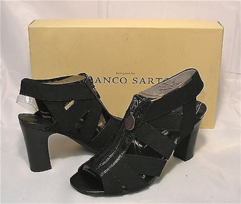 FRANCO SARTO Women's •Loner• Stacked Heel Sandal - Black - - ShooDog.com