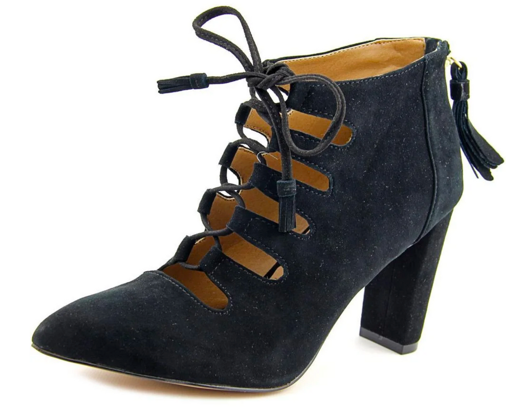ADRIENNE VITTADINI Women's •Neano• Suede Lace-up Bootie - Black - ShooDog.com